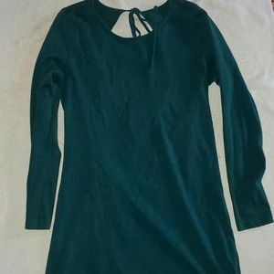 Teal green long-sleeved mini dress